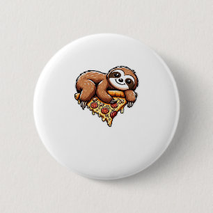 Funny Sloth aß Pizza, Kawaii Animal Lover Clas Button