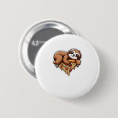 Funny Sloth aß Pizza, Kawaii Animal Lover Clas Button (Vorne & Hinten)