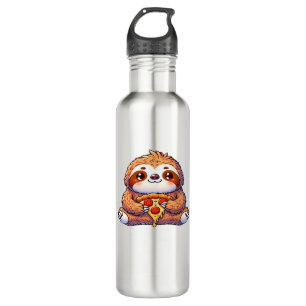Funny Sloth aß Pizza, Kawaii Animal Lover Clas Edelstahlflasche