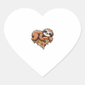 Funny Sloth aß Pizza, Kawaii Animal Lover Clas Herz-Aufkleber (Vorderseite)