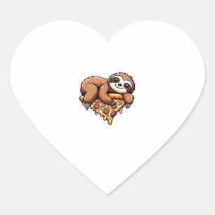 Funny Sloth aß Pizza, Kawaii Animal Lover Clas Herz-Aufkleber