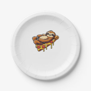 Funny Sloth aß Pizza, Kawaii Animal Lover Clas Pappteller