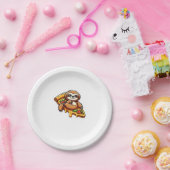 Funny Sloth aß Pizza, Kawaii Animal Lover Clas Pappteller (Party)