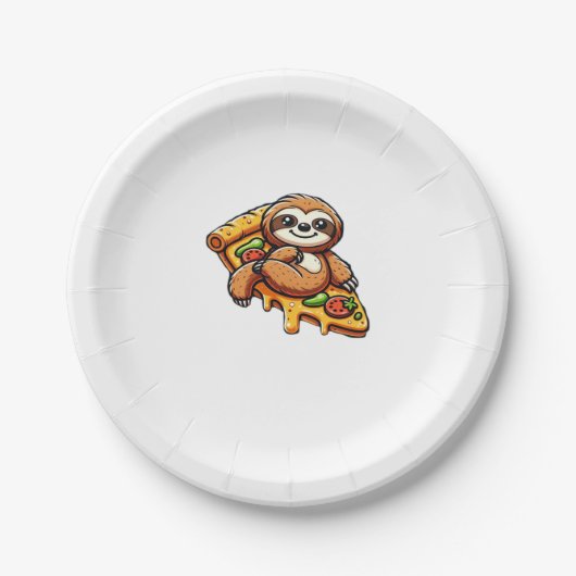 Funny Sloth aß Pizza, Kawaii Animal Lover Clas Pappteller (Vorderseite)