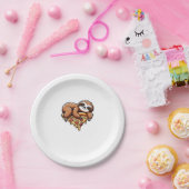 Funny Sloth aß Pizza, Kawaii Animal Lover Clas Pappteller (Party)