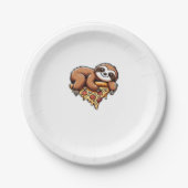 Funny Sloth aß Pizza, Kawaii Animal Lover Clas Pappteller (Vorderseite)