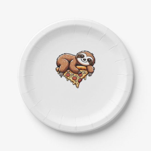 Funny Sloth aß Pizza, Kawaii Animal Lover Clas Pappteller (Vorderseite)