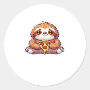 Funny Sloth aß Pizza, Kawaii Animal Lover Clas Runder Aufkleber