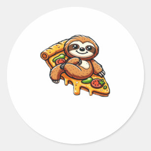 Funny Sloth aß Pizza, Kawaii Animal Lover Clas Runder Aufkleber