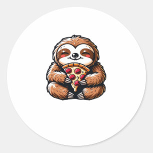 Funny Sloth aß Pizza, Kawaii Animal Lover Clas Runder Aufkleber