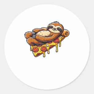 Funny Sloth aß Pizza, Kawaii Animal Lover Clas Runder Aufkleber