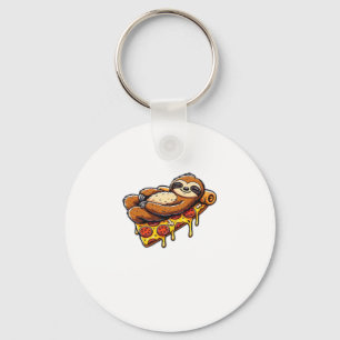 Funny Sloth aß Pizza, Kawaii Animal Lover Clas Schlüsselanhänger