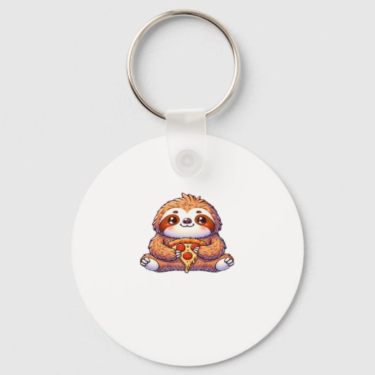 Funny Sloth aß Pizza, Kawaii Animal Lover Clas Schlüsselanhänger (Vorderseite)