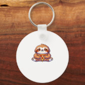 Funny Sloth aß Pizza, Kawaii Animal Lover Clas Schlüsselanhänger (Vorderseite)