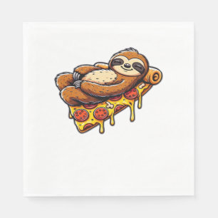 Funny Sloth aß Pizza, Kawaii Animal Lover Clas Serviette