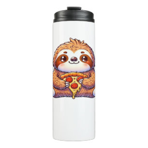 Funny Sloth aß Pizza, Kawaii Animal Lover Clas Thermosbecher