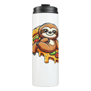 Funny Sloth aß Pizza, Kawaii Animal Lover Clas Thermosbecher
