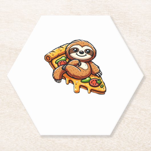 Funny Sloth aß Pizza, Kawaii Animal Lover Clas Untersetzer (Vorderseite)