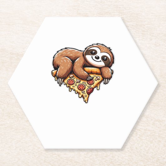 Funny Sloth aß Pizza, Kawaii Animal Lover Clas Untersetzer (Vorderseite)