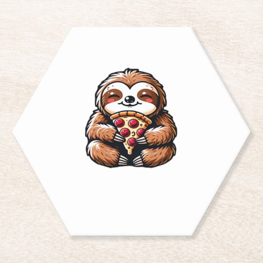 Funny Sloth aß Pizza, Kawaii Animal Lover Clas Untersetzer (Vorderseite)