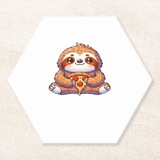 Funny Sloth aß Pizza, Kawaii Animal Lover Clas Untersetzer (Vorderseite)