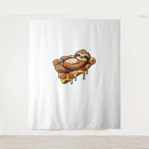 Funny Sloth aß Pizza, Kawaii Animal Lover Clas Wandteppich