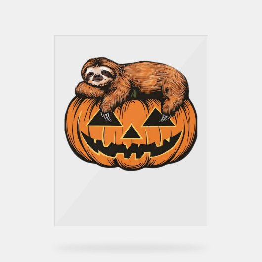Funny Sloth auf Halloween Pumpkin Essential T - Sh Acrylschild (Vorderseite)