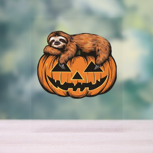 Funny Sloth auf Halloween Pumpkin Essential T - Sh Acrylschild (Neutral)