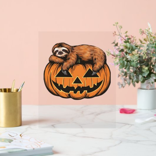Funny Sloth auf Halloween Pumpkin Essential T - Sh Acrylschild (Hochzeit)