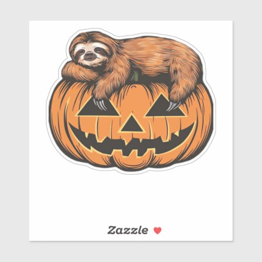 Funny Sloth auf Halloween Pumpkin Essential T - Sh Aufkleber (Blatt)