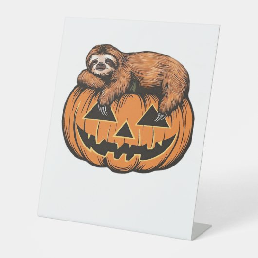 Funny Sloth auf Halloween Pumpkin Essential T - Sh Sockelschild (Vorderseite)