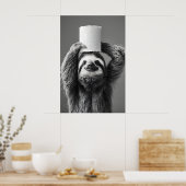 Funny Sloth Bathroom Art Print, Toilet Paper Roll Poster (Küche)