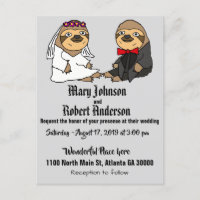 Funny Sloth Brie und Groom Wedding Einladung
