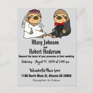 Funny Sloth Brie und Groom Wedding Einladung