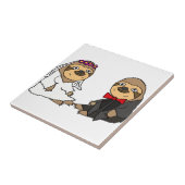 Funny Sloth Brie und Groom Wedding Fliese (Seite)