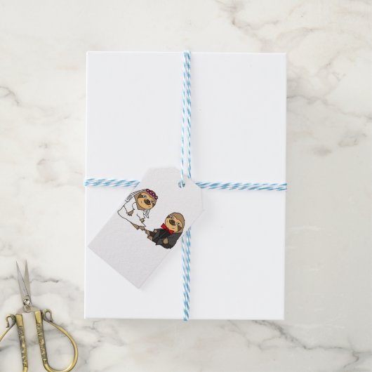 Funny Sloth Brie und Groom Wedding Geschenkanhänger (Mit Garn)