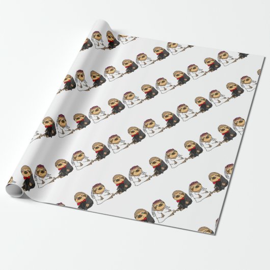 Funny Sloth Brie und Groom Wedding Geschenkpapier (Ungerollt)