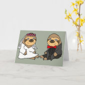 Funny Sloth Brie und Groom Wedding Karte (Gelbe Blume)