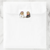 Funny Sloth Brie und Groom Wedding Quadratischer Aufkleber (Tasche)