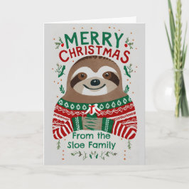 Funny Sloth Christmas Karte