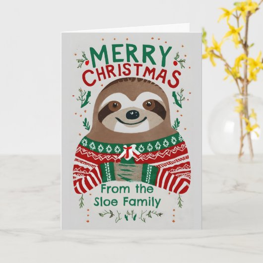 Funny Sloth Christmas Karte (Gelbe Blume)