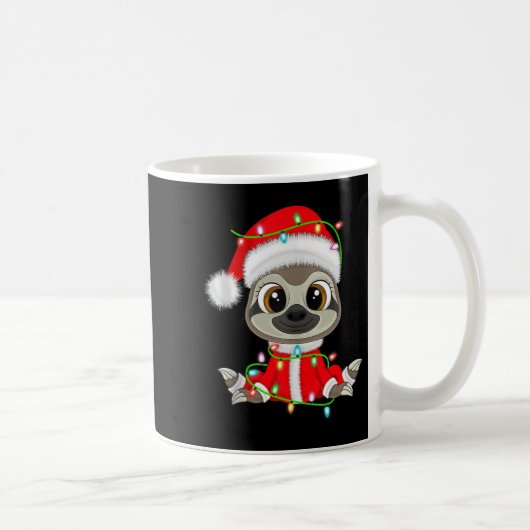 Funny Sloth Christmas Lights Santa Costume Cute An Kaffeetasse (Rechts)