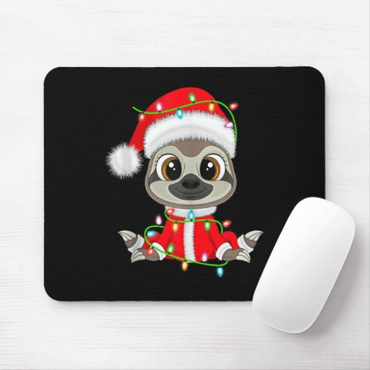 Funny Sloth Christmas Lights Santa Costume Cute An Mousepad (Mit Mouse)