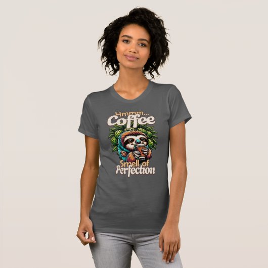 Funny Sloth Coffee Drinker T-Shirt (Vorne ganz)
