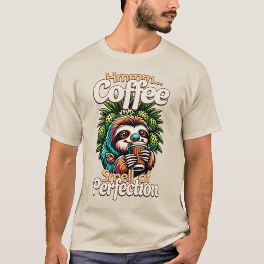 Funny Sloth Coffee Drinker T-Shirt (Vorderseite)