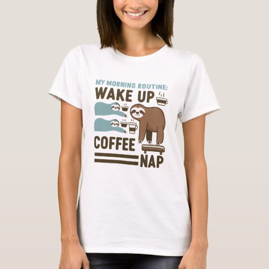 Funny Sloth Coffee T-Shirt (Vorderseite)