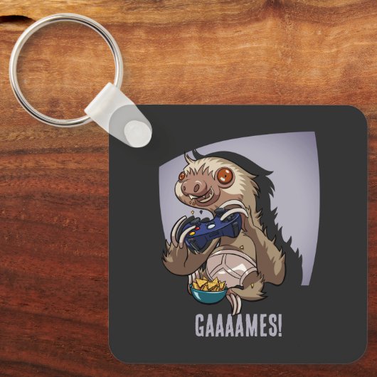 Funny Sloth Computer Gamer Gaaaames! Video Games Schlüsselanhänger (Vorderseite)