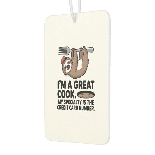 Funny Sloth Cook Hanging on a Fork Autolufterfrischer (Links)