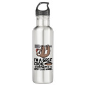 Funny Sloth Cook Hanging on a Fork Edelstahlflasche (Vorderseite)