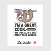 Funny Sloth Cook Hängt auf einer Gabel Aufkleber (Blatt)